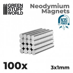 Imanes Neodimio 3x1mm - 100 unidades (N35)